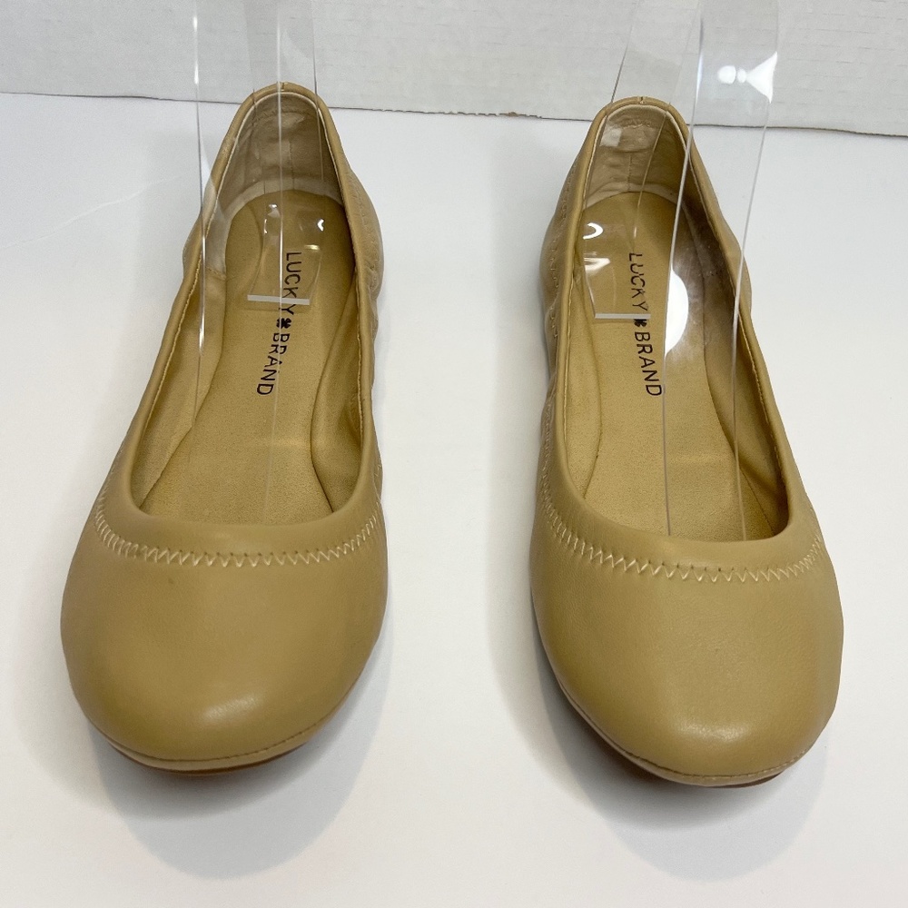 Lucky Brand Women's Emmie Shoes Ballet Flats Slip on Leather Tan Neutral 6.5 M